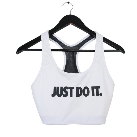Nike Other - Nike Pro Just Do It Classic Swoosh Cooling White Sports Bra Size Large